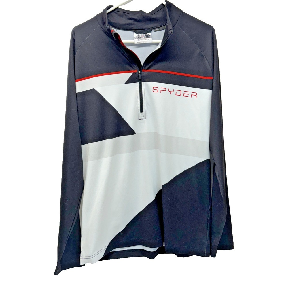 VTG Spyder Men's Rare Black/White Large Spider Quarter Zip Pullover